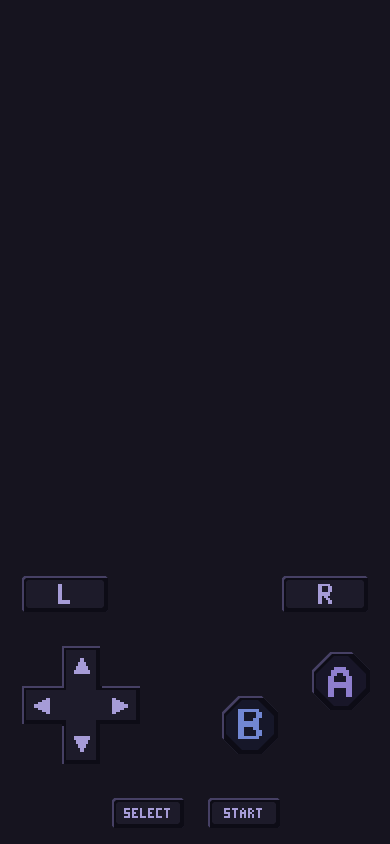 iOS 십자 버튼과 A, B, L, R, SELECT, START가 놓인 세로 화면